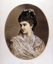 Retrato de Adelina Patti, cantante italiana (1843 a 1919)