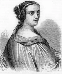 Retrato de Anne de Beaujeu, Ana de Francia (1462-1522), duquesa de Borbón, hija de Luis XI. Grabado del siglo XIX
