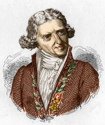 Retrato de Antoine Augustin Parmentier (1737 - 1813), farmacéutico militar y agrónomo francés. Grabado de 1845.