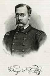 Retrato del Capitán Georges Washington De Long (1844-1881) de la tripulación de La Jeannette, para la misión al polo norte. Grabado para ilustrar 