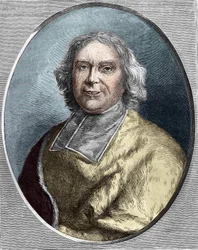 Retrato del Cardenal Fleury (1653 - 1743). André Hercule de Fleury grabado de 1866.
