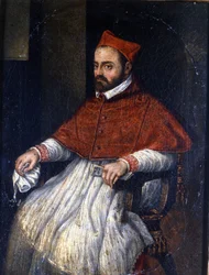 Retrato del Cardenal Roberto Bellarmino (Robert Bellarmin en 1542 - 1621). Pintura anónima. Museo de Roma