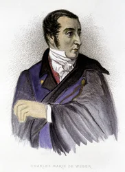 Retrato de Carl Maria von Weber, compositor alemán (1786-1826) - grabado