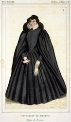 Retrato de Catalina de Médici (Caterina de Medici) (1519 - 1589), grabado a principios del siglo XIX.