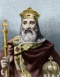 Retrato de Carlomagno (742-814), rey de Francia - en Histoire des Français de Lavallée, grabado, s. f.