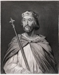 Retrato de Carlos III llamado el Simple (879 - 929), Rey de Francia (898 - 929) - en “Histoire des Français” por Lavallée, grabado, sd.