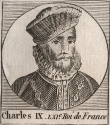 Retrato de Carlos IX (1550-1574), Rey de Francia - grabado de “Instruction sur l