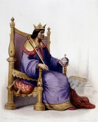 Retrato de Carlos I de Anjou (1227-1285) - en “Le Plutarque français”, ed. Mennechet
