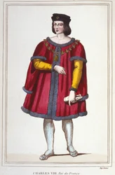 Retrato de Carlos VIII (1470 - 1498), Rey de Francia grabado de 1830