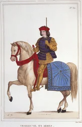 Retrato de Carlos VII (1403 - 1461), Rey de Francia grabado de 1830