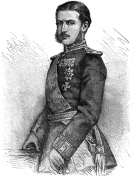 Retrato de Charles de Hohenzollern (1839-1914), príncipe regente de Rumania, luego rey Carlos I (Carol I) - Grabado en “The Illustrous Journal”