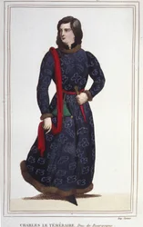 Retrato de Carlos el Temerario (1433-1477), Duque de Borgoña (grabado de 1830)