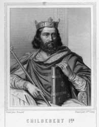 Retrato de Childeberto I (c. 495 - 558), Rey de París - en “Histoire des Français” de Lavallée, grabado, s.d.