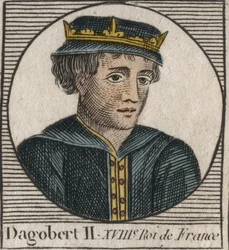 Retrato de Dagoberto II, Rey de los Francos de 711 a 716 - Dagoberto II (676-679), Rey de Austrasia - grabado de “Instruction sur l