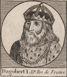 Retrato de Dagoberto, Rey de los Francos de 628 a 638 - Dagoberto (605-639) Rey de los Francos - grabado de “Instruction sur l