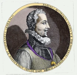 Retrato de Don Juan de Austria (1547-1578), hijo ilegítimo de Carlos V (1500 - 1558). Grabado