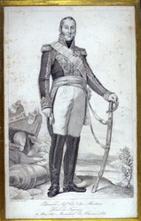 Retrato de Edouard Adolphe Casimir Joseph Mortier, Duque de Trevise (1768-1835), Mariscal de Francia. Grabado del siglo XIX