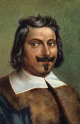 Retrato de Evangelista Torricelli o Toricelli, físico italiano.