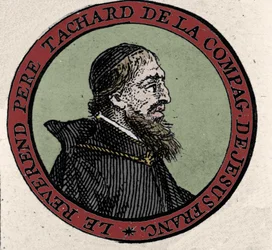 Retrato del padre Guy Tachard, misionero en Siam en 1685. Grabado de un atlas del siglo XVII