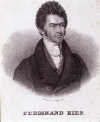 Retrato de Ferdinand Ries (1784 - 1838) compositor y pianista alemán (grabado del siglo XIX)