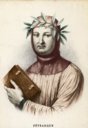 Retrato de Francesco Petrarca (Petrarca), escritor italiano (1304 - 1374)