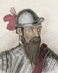 Retrato de Francisco Pizarro (Francois Pizarre, circa 1478-1541), conquistador español. Grabado del siglo XIX.