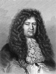 Retrato de François Michel Le Tellier, Marqués de Louvois (1639 - 1691), político francés - en “Histoire des Français” de Lavallée, grabado, sd