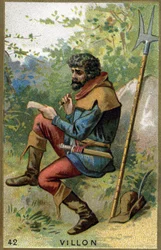 Retrato de François Villon (c. 1431 - después de 1463), poeta francés. Cromolitografía del siglo XIX