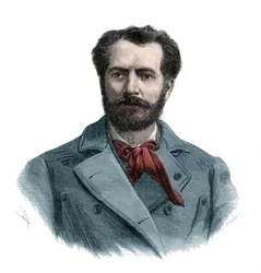 Retrato de Frederic Auguste Bartholdi (1834-1904), escultor francés - grabado de 1883