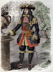 Retrato de Gabriel Nicolas de la Reynie (1625-1709) primer teniente general de policía de París (Retrato de Gabriel-Nicolas de la Reynie fundador de la primera fuerza policial moderna) Grabado siglo XIX Colección privada