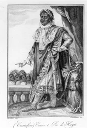 Retrato del General Henry Christophe, Rey de Haití, héroe de la independencia de Haití. Grabado s.d. siglo XIX