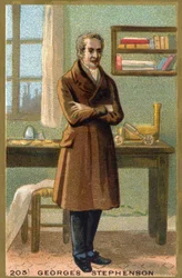Retrato de George Stephenson (1781-1848), ingeniero británico.