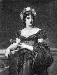 Retrato de Germaine Necker, Baronesa de Staël-Holstein, conocida como Madame de Staël (1766 - 1817), escritora francesa