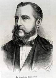 Retrato del Gran Duque Constantino (1779 - 1831), Vice Rey de Polonia. Grabado de finales del siglo XIX en 