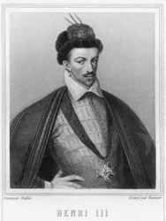 Retrato de Enrique III (1551 - 1589), Rey de Francia - en "Histoire des Français" de Lavallée, grabado, sd