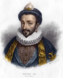 Retrato de Enrique III (1551 - 1589), Rey de Francia. Grabado siglo XIX