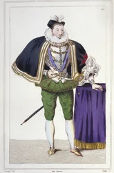 Retrato de Enrique III (1551 - 1589), Rey de Francia (grabado de 1830)