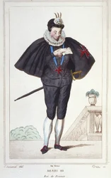 Retrato de Enrique III (1551 - 1589), Rey de Francia. grabado de 1830