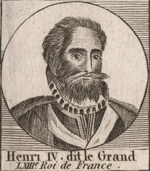Retrato de Enrique IV (1553-1610) Rey de Francia - grabado de “Instruction sur l