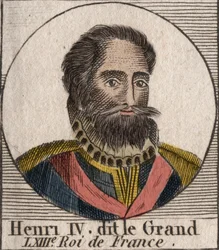 Retrato de Enrique IV (1553-1610), Rey de Francia - grabado de “Instruction sur l