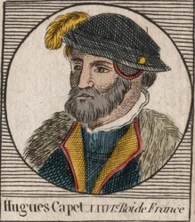 Retrato de Hugo I Capeto (ca. 941-996), Duque de Francia y luego Rey de Francia - grabado de “Instruction sur l