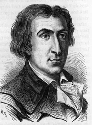 Retrato de Jacques Pierre Brissot de Warville, periodista y político francés (1754 - 1793). Fundó la Société des Amis des Noirs, partidario de la abolición de la esclavitud. Grabado del siglo XIX
