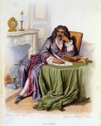 Retrato de Jean-Baptiste Poquelin dit Molière, dramaturgo y actor francés (1622-1673) - en “Le Plutarque français”, Ed. Mennechet