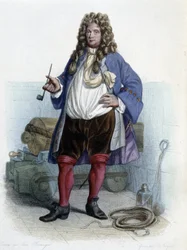 Retrato de Jean Bart, corsario francés (1650-1702) - en “Le Plutarque français”, por Mennechet