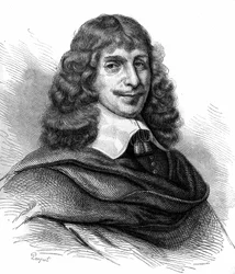 Retrato de Jean François Sarasin (Sarrazin, Sarazin) (1614-1654), escritor francés. Grabado de 1870.