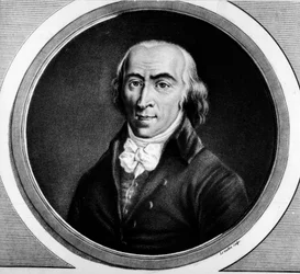 Retrato de Jean Marie Roland de la Platiere (1734-1793), ministro francés. Grabado en “Colección completa de pinturas históricas de la revolución francesa, en tres volúmenes.” 1804