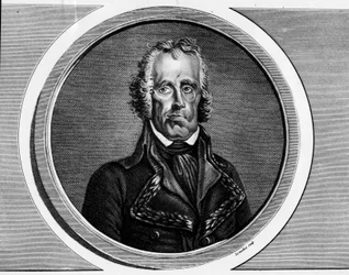 Retrato de Jean Nicolas Houchard (1738-1793), general francés. Grabado en “Colección completa de pinturas históricas de la Revolución Francesa, en tres volúmenes.” 1804.