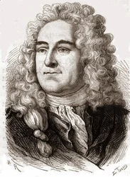Retrato de John Law (1671 - 1729), financiero escocés que causó la bancarrota en 1720 (Evento de la Calle Quincampoix)