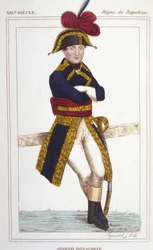 Retrato de José Bonaparte (1768 - 1844), hermano de Napoleón I. Grabado de 1830