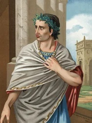 Retrato de Julio César en latín Caius Julius Caesar, estadista y general romano (Roma, c. 101 - 44 a.C.). Barcelona 1877